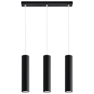 Suspension noire – Luminaire cylindrique à trois lumières | Éclairage suspendu moderne