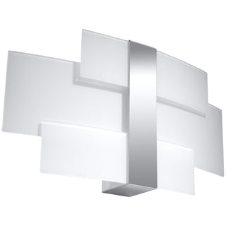 White Glass Wall Light | Contemporary Lighting Fixture – Chrome Wall Light Sconce