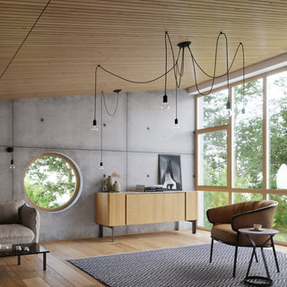 Minimalist Black Chandelier – 3-Light Modern Pendant Lamp for Living Room