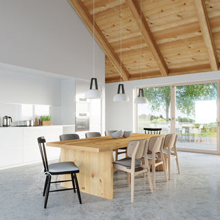 Suspension Bois Acier – Suspension Moderne pour Salle à Manger avec Éclairage Ambiant Chaleureux