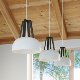 Suspension Bois Acier – Suspension Moderne pour Salle à Manger avec Éclairage Ambiant Chaleureux