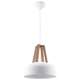 White Wood Pendant Light – Scandinavian Pendant Lamp With Warm Wood Finish
