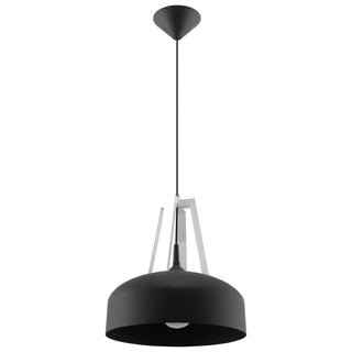 Black Wood Pendant Light – Modern Wood Dome Light for Dining Room Lighting