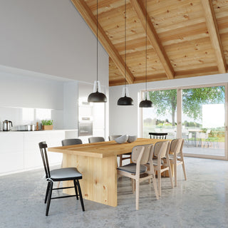 Suspension en bois noir – Luminaire dôme moderne en bois pour salle à manger