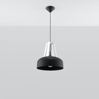 Suspension en bois noir – Luminaire dôme moderne en bois pour salle à manger