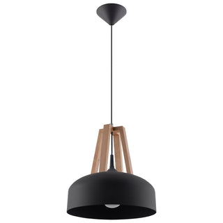 Suspension dôme noire – Suspension moderne en bois naturel pour salle à manger