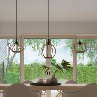 Suspension en bois scandinave - Luminaire en bois naturel | Modèle Arvendia