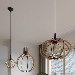 Suspension en bois scandinave - Luminaire en bois naturel | Modèle Arvendia