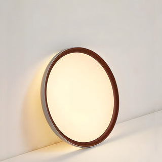 Minimalist brown LED ceiling lamp – round acrylic close-up