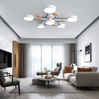 Adjustable multi-arm LED chandelier ceiling fixture detail