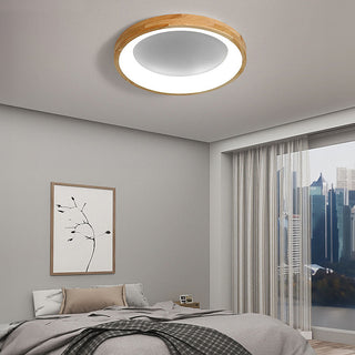 Wood geometric ceiling light retro – LED circle fixture
