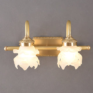 Brass glass vanity wall sconce gold — luxury bathroom lamp