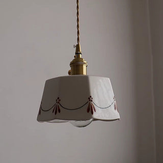 Classic white pendant detail — ceramic dining room fixture