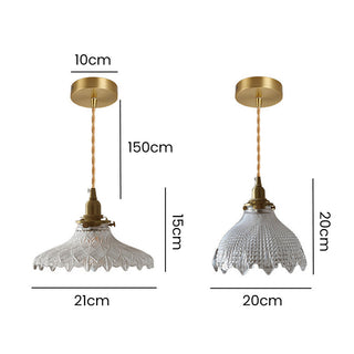 Vintage glass pendant in interior — mid-century brass ceiling lamp