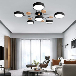 Semi flush acrylic iron LED ceiling chandelier close-up