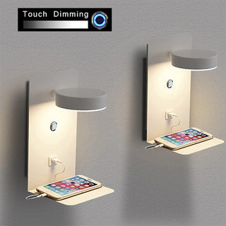 Modern warm glow LED wall sconce USB charger — lamp