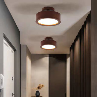 Wood Flush Mount Light – Contemporary Round LED Ceiling Lamp With Sleek Finish