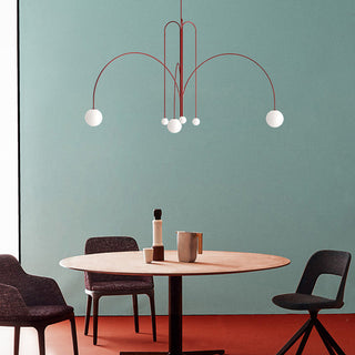 Large Art Deco red pendant in interior — medieval style hanging lamp