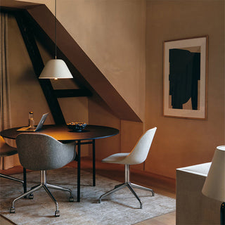 Cone pendant side view — metal modern living room fixture