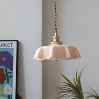 Suspension moderne à bord ruban de verre - Petite lampe romantique pour salon