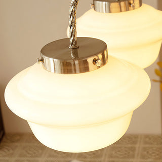 Suspension à chaîne - Suspension industrielle blanche avec abat-jour en verre et cordon réglable