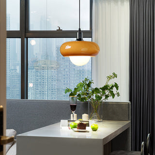 Bauhaus pendant with glass dome in rich coffee tone