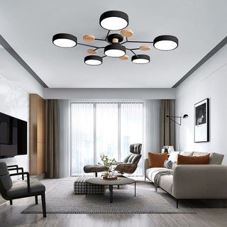 Acrylic iron LED semi flush ceiling chandelier close-up