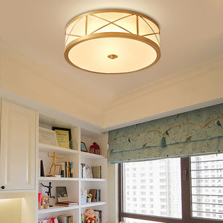 Brass geometric ceiling light drum – antique glass fixture