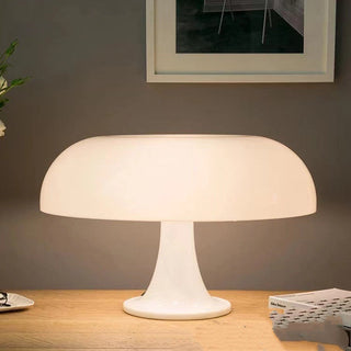 Mushroom lamp front view — decorative warm living room light