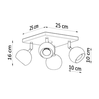 White Ceiling Spotlight – Modern 4-Light Ceiling Lamp with Adjustable Spotlights