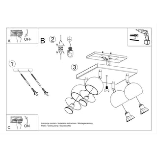 White Ceiling Spotlight – Modern 4-Light Ceiling Lamp with Adjustable Spotlights