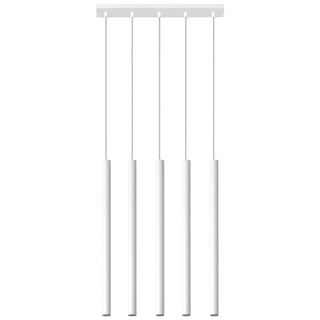 White Cylindrical Pendant Light – 5 Light Fixture for Living Room Lighting by Lumavera