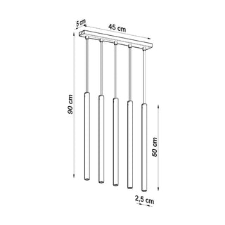 Suspension cylindrique blanche – Luminaire à 5 ampoules pour salon par Lumavera