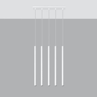 Suspension cylindrique blanche – Luminaire à 5 ampoules pour salon par Lumavera
