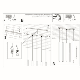 Suspension tube moderne en acier noir | 5 lumières