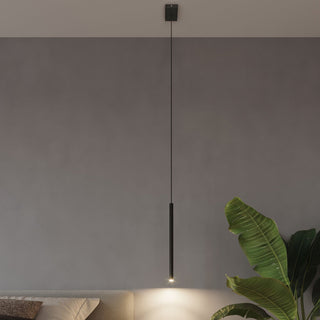 Suspension tube moderne en acier noir | 5 lumières