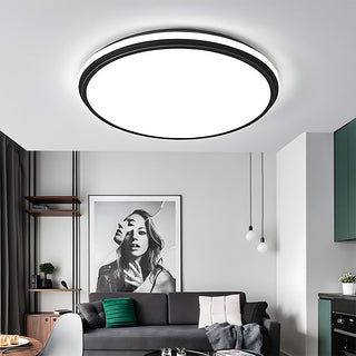 Minimalist Circular Ceiling Light | White Metal LED Bedroom Fixture - Energy Saving Lamp