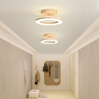Acrylic LED Ceiling Light – Modern Circle Wood Light for Hallway & Dining Room