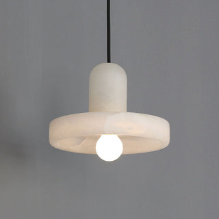 Alabaster marble bedside pendant hanging — vintage white ceiling lamp