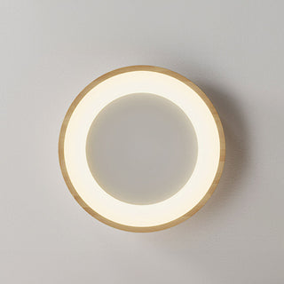 Wood LED Ceiling Light – Retro Geometric Circle Fixture With Energy Efficient Design