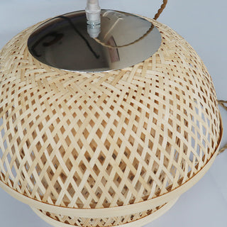 Bamboo natural basket pendant — kitchen island ceiling fixture
