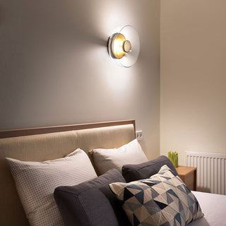 Modern Glass Wall Sconce – Clear Round LED Wall Light With Iron Frame