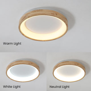 Wood LED Ceiling Light – Retro Geometric Circle Fixture With Energy Efficient Design