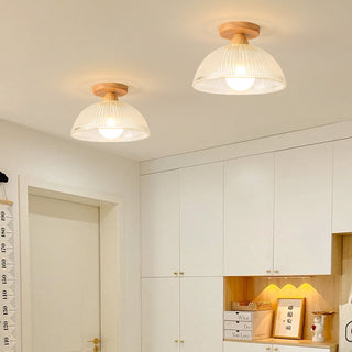 Glass wood ceiling lamp E27 vintage – solid fixture