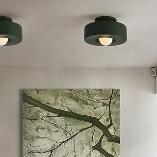 Eco friendly kitchen ceiling fixture installed, round modern