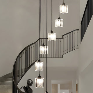 Modern iron pendant for staircase with warm ambient glow