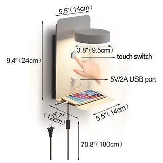 Modern USB LED wall lamp warm glow — phone charger sconce