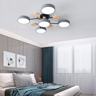 Semi flush iron LED ceiling chandelier acrylic interior view