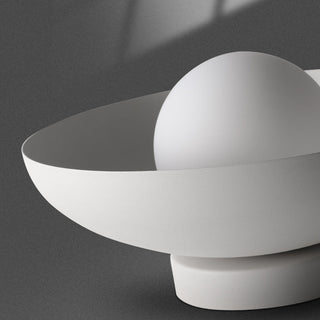 Round white metal minimalist ceiling lamp, living room lighting