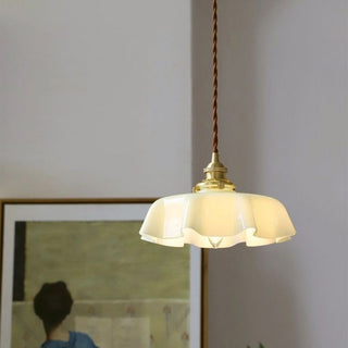 Suspension moderne à bord ruban de verre - Petite lampe romantique pour salon